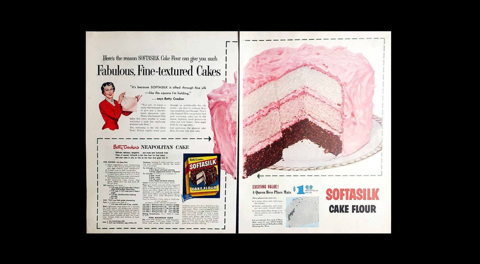 Original 1950s Betty Crocker Softasilk Cake Flour Magazine Ad Etsy