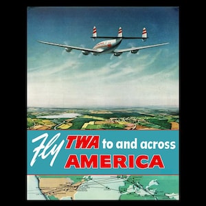 1950s TWA Trans World Airlines Retro Travel Mini Poster Art Print
