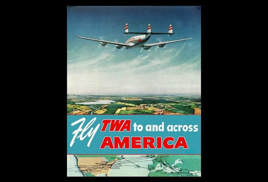 50sレアTWA(トランスワールド航空)オリジナルCAデザインラゲージステッカー 50sレアTWA(トランスワールド航空)オリジナルCAデザインラゲージ