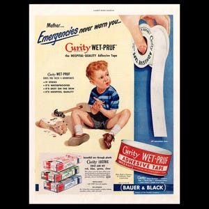 1949 Curity Hospital Adhesive Tape Magazine Ad, First Aid Supplies