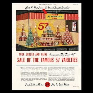 1935 Heinz 57 Varieties &quot;Grocer & Heinz&quot; Magazine Ad, Tomato Ketchup Window Display
