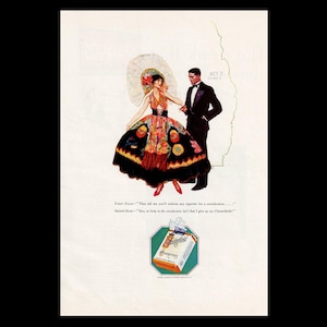 1928 Chesterfield Cigarettes &quot;Mexican Dress&quot; Magazine Ad
