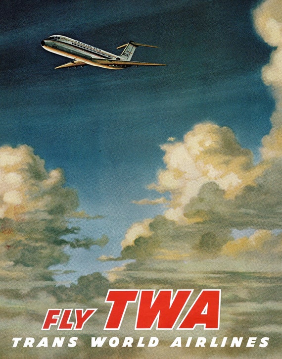 TWA Trans World Airlines 1960s Retro Travel Poster Art Print - Etsy