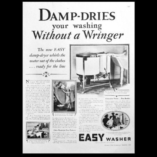 Original 1928 Easy Washer Magazine Ad, Washing Machine