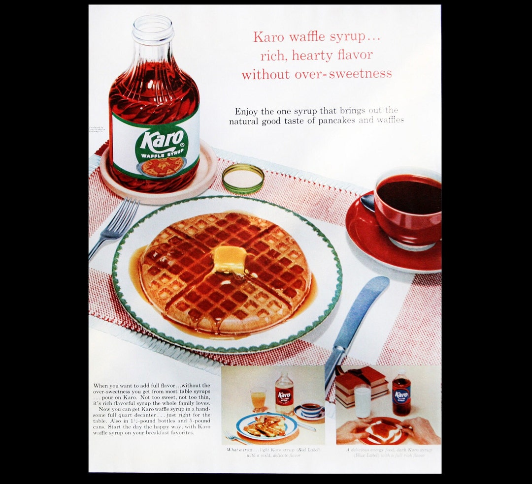1955 Karo Waffle Syrup Magazine Ad Etsy