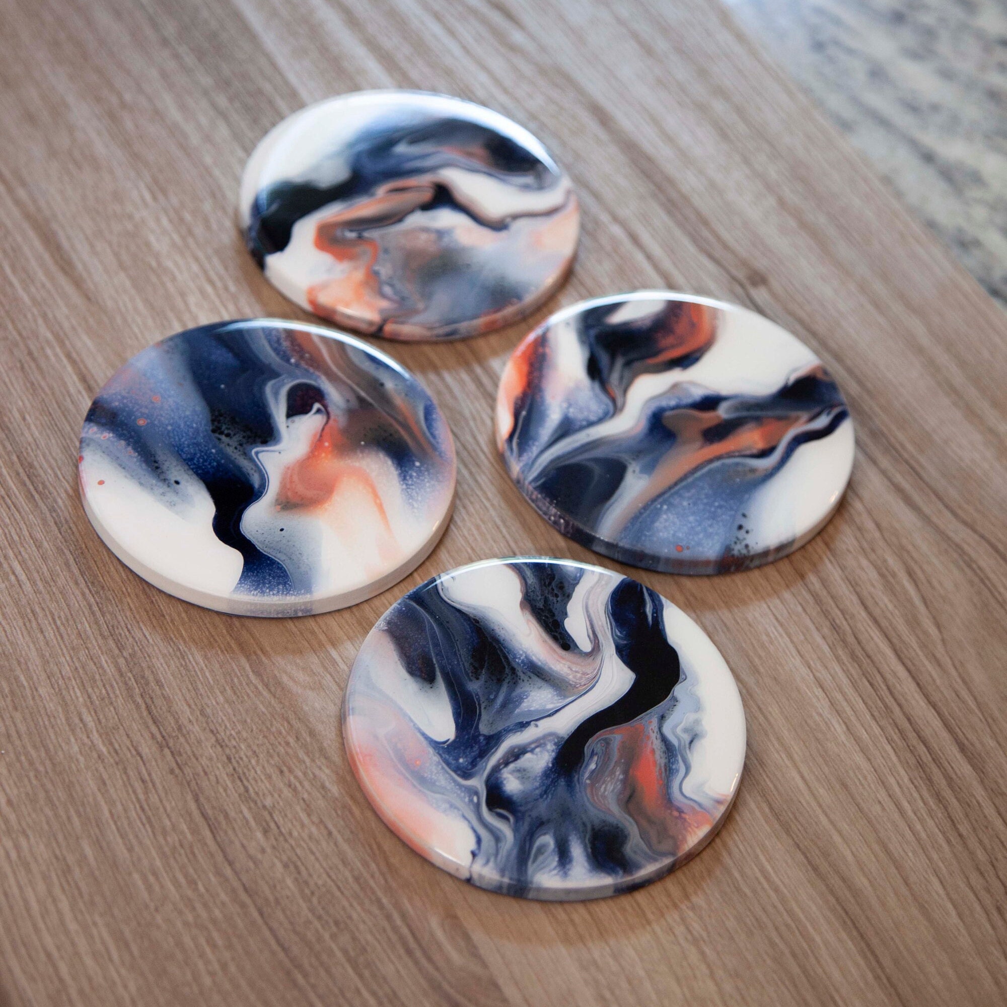 Custom order hand painted ceramic coasters with resin glaze Etsy