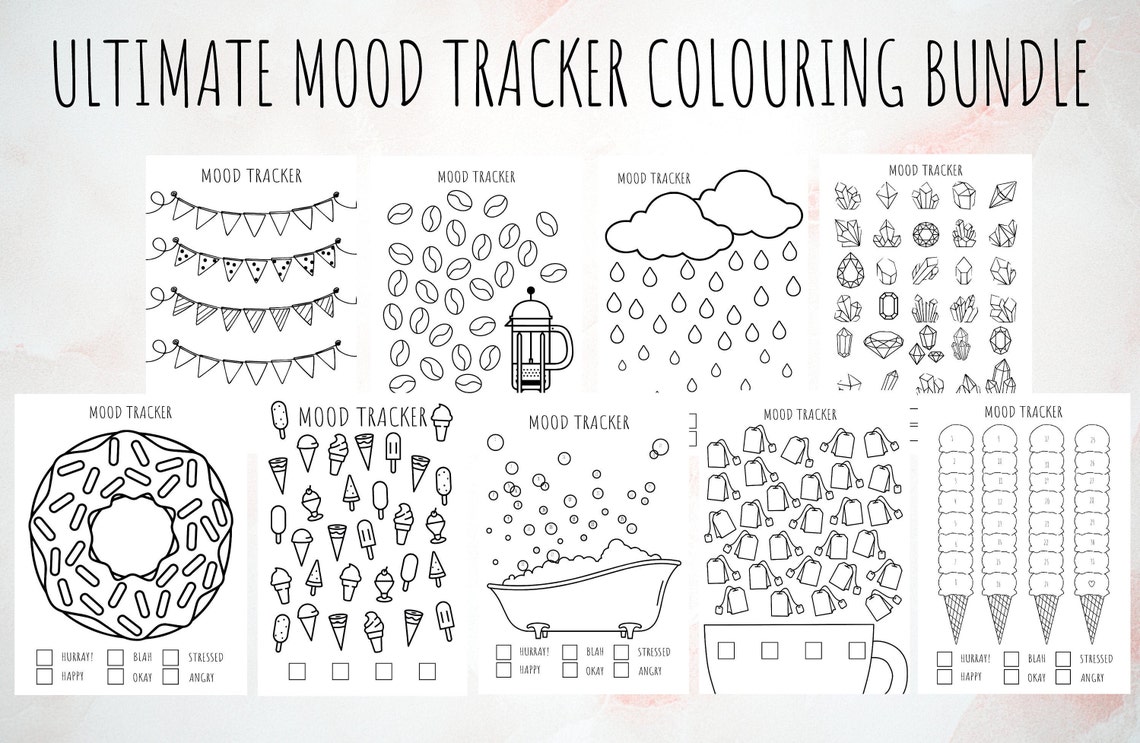 Mood Tracker Colouring in pages for Bullet Journal Bujo | Etsy