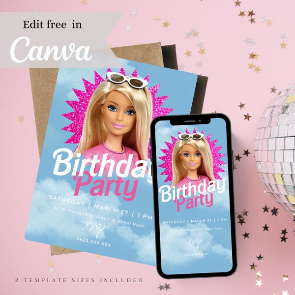 Barbie Canva Template Etsy Barbie Canva Template Etsy