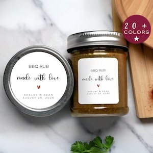 Wedding BBQ Rub Labels | Made With Love BBQ Rub Labels | Wedding BBQ Seasoning Stickers | Wedding Spice stickers (B61)