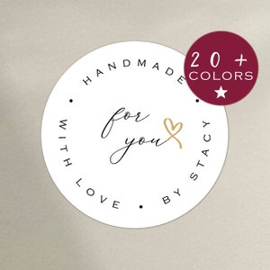Handmade With Love Label | Made With Love Label | Bakery Round Stickers | Small Business Homemade Stickers | Personalized Canning (B169)