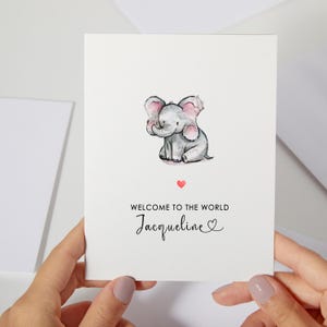 New Baby Card Elephant | Newborn Card for Niece Nephew | Gift For New Grandson Granddaughter | Personalised Welcome to the World Card (C162)