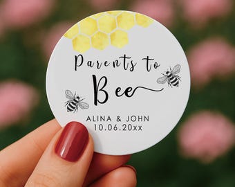Personalized Honey Jar Stickers | Bee Baby Shower Labels | Parents To Bee Label (B291)