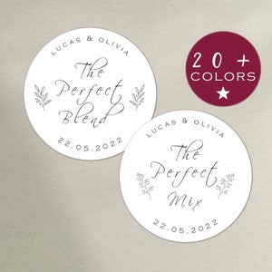 Wedding Coffee Tea Favors | Trail Mix Stickers | The Perfect Mix Wedding Stickers | The Perfect Blend | Party Favor Label (B286)