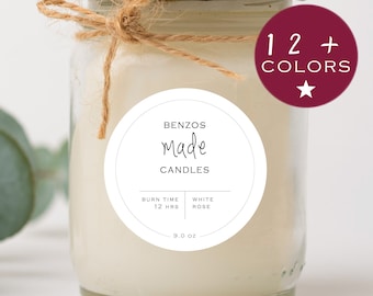 Round Candle Label - Minimalist | Personalized Candle Label | DIY Label | Modern Candle Packaging | Homemade Candle Label (Lilya-f)