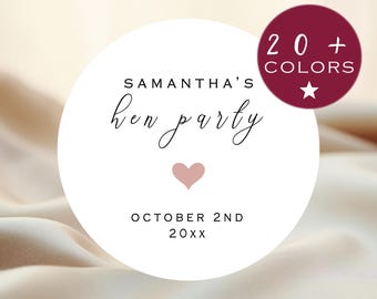 Personalised Hen Party Stickers | Bachelorette Favour Labels | Custom Bridal Celebration Seals (AS501-m)