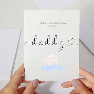 Happy 1st Birthday As My Daddy | Dad Birthday Card | Adorable Birthday Card For Daddy | Polar Bear Cards | Birthday Card From Daughter (C06)