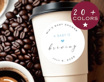Een baby is aan het brouwen Bedanketiketten | Stickers koffie en thee (B208)