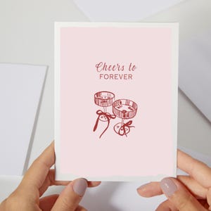 Cheers To Forever Card | Pink Wedding Card | Congrats Engagement Card For Newly Married or Engaged Couple | Wedding Card For Her (C209)