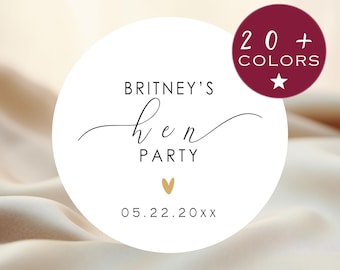 Personalized Hen Party Stickers | Custom Bachelorette Favor Labels | Bridal Shower Gift Seals (B147)