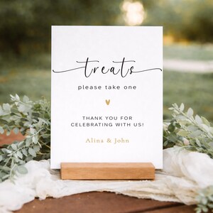 Take A Treat Sign Custom | Thank You For Coming Sign + Wooden Stand | Please Take One Table Sign | Decor for Wedding and Events (SN04)