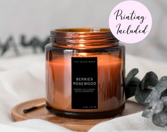 Custom Candle Label Sticker | Minimalist Candle Sticker | Vertical Candle Label | Personalised Candle Sticky Labels (Aria4)
