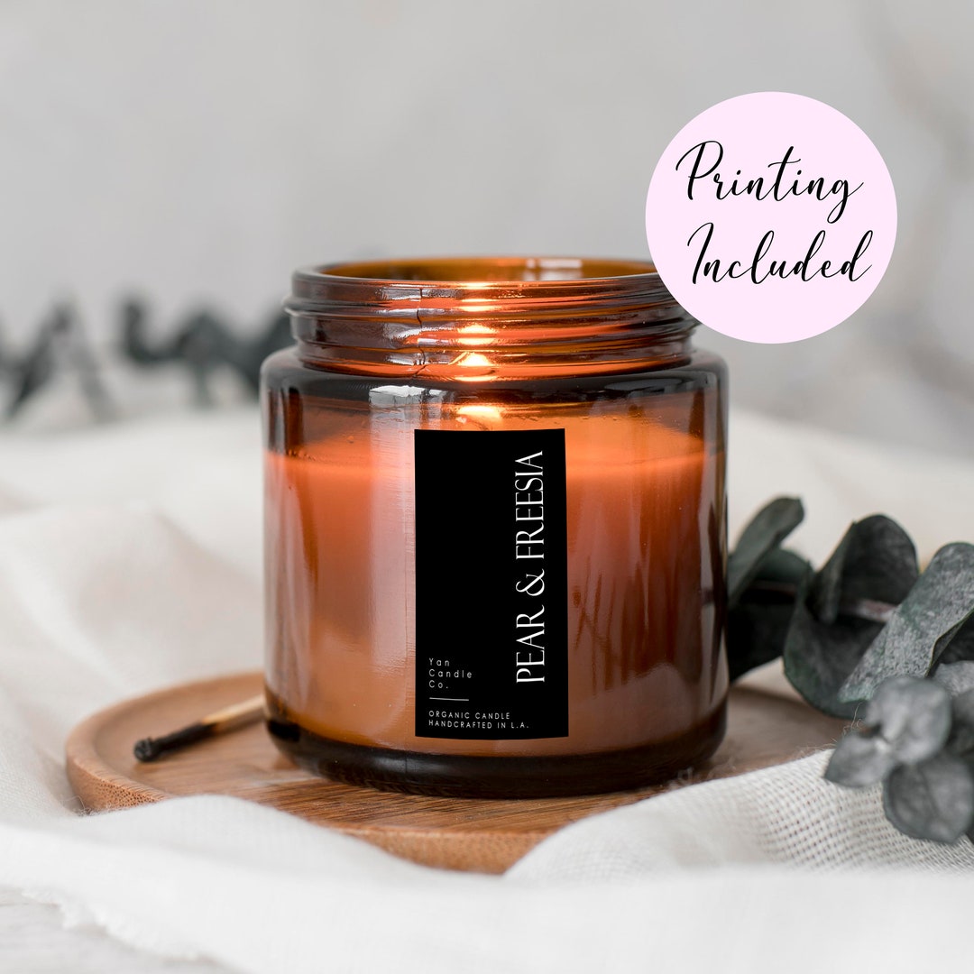 Custom Candle Label Sticker | Minimalist Vertical Sticker (aria) - Etsy