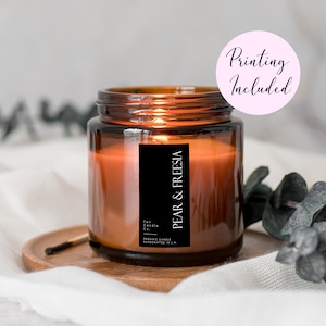 Custom Candle Label Sticker | Minimalist Candle Sticker | Vertical Candle Label | Personalised Candle Sticky Labels (Aria)