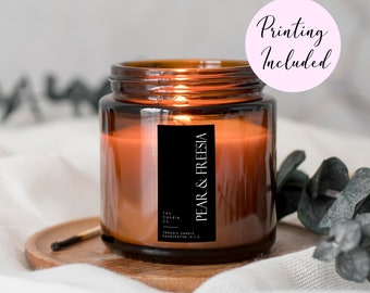 Custom Candle Label Sticker | Minimalist Vertical Sticker (Aria)