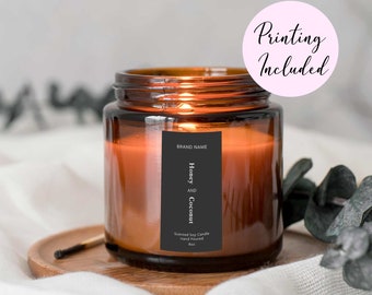 Custom Candle Label Sticker | Minimalist Candle Sticker | Vertical Candle Label | Modern Personalised Candle Sticky Labels (CL1)