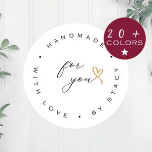 Handmade With Love Label | Made With Love Label | Bakery Round Stickers | Small Business Homemade Stickers | Personalized Canning (B169)