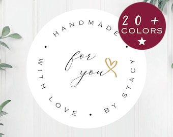 Handgemacht mit Liebe Aufkleber | Personalisierte Dosenetiketten | Personalisierte Geschenkanhänger (B169)