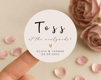 Pegatinas personalizadas para lanzar al altar / Etiquetas para lanzar confeti y pétalos / Pegatina personalizada para recuerdos de salida (B114)