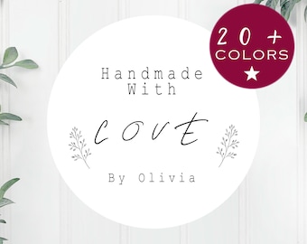 Botanische Handmade with Love Aufkleber | Etiketten für kleine Unternehmen (B307)