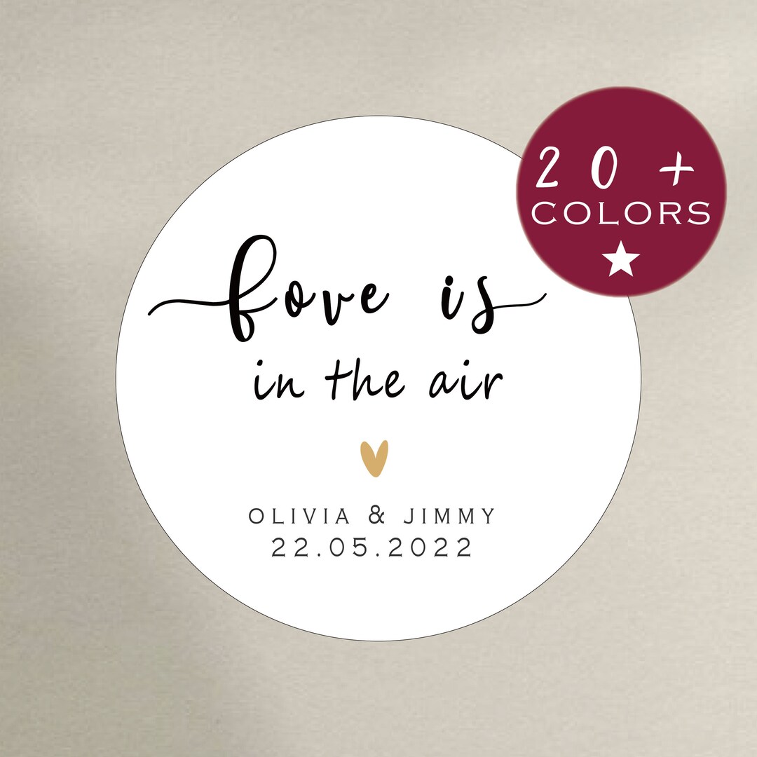 Wedding Confetti Throw Labels | Love is in the Air Wedding Stickers ...