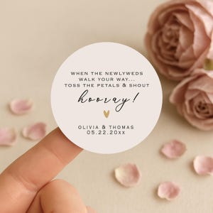 Gepersonaliseerde stickers voor het gooien van confetti bij bruiloften | Labels voor confetti-bedankjes | Afscheidszegels met bloemblaadjes (B174)