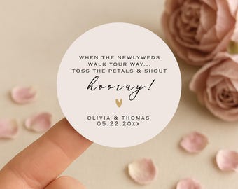 Pegatinas personalizadas para lanzar confeti en bodas / Etiquetas para recuerdos de boda / Sellos de despedida con pétalos (B174)
