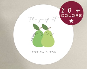 Wedding Favor Stickers | Perfect Pair Favor Labels | Personalized Perfect Pear | Shower Labels | Bridal Shower Ideas Mason Jar Labels (B149)