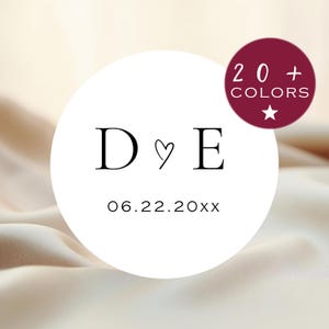 Pegatinas con iniciales de boda con corazón de garabato / Sellos para sobres de boda / Etiquetas con monograma para sobres / Pegatinas personalizadas para recuerdos de boda (B528)