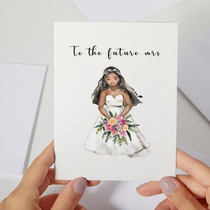 Vers la future carte de Mme | Carte nuptiale de douche | Future mariée carte de vœux | Belle carte de la jeune mariée | Aquarelle personnalisée pour carte de mariage pour elle (C107)