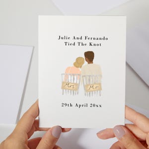 Personalized Tie The Knot Card | Newlyweds Congrats Card Cuddling Couple | Couple Figure Card | Congrats on your marriage (C206)