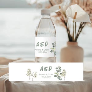 Eucalyptus Floral Water Label | WATERPROOF Baby Shower, Birthday, Bridal Shower, Bachelorette Party Greenery Water Label (B480)