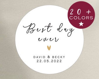 Wedding Stickers - Best Day Ever Stickers | Wedding Favor Labels Round | Bridal Shower Labels | Personalized Welcome Bag Stickers (B137)