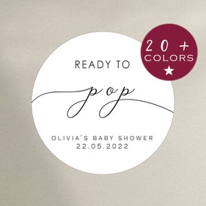 Baby Shower Labels | Thanks For Popping By Stickers | About to Pop Stickers Bridal Shower Sticker | Minimalist Showering Stickers (B424)