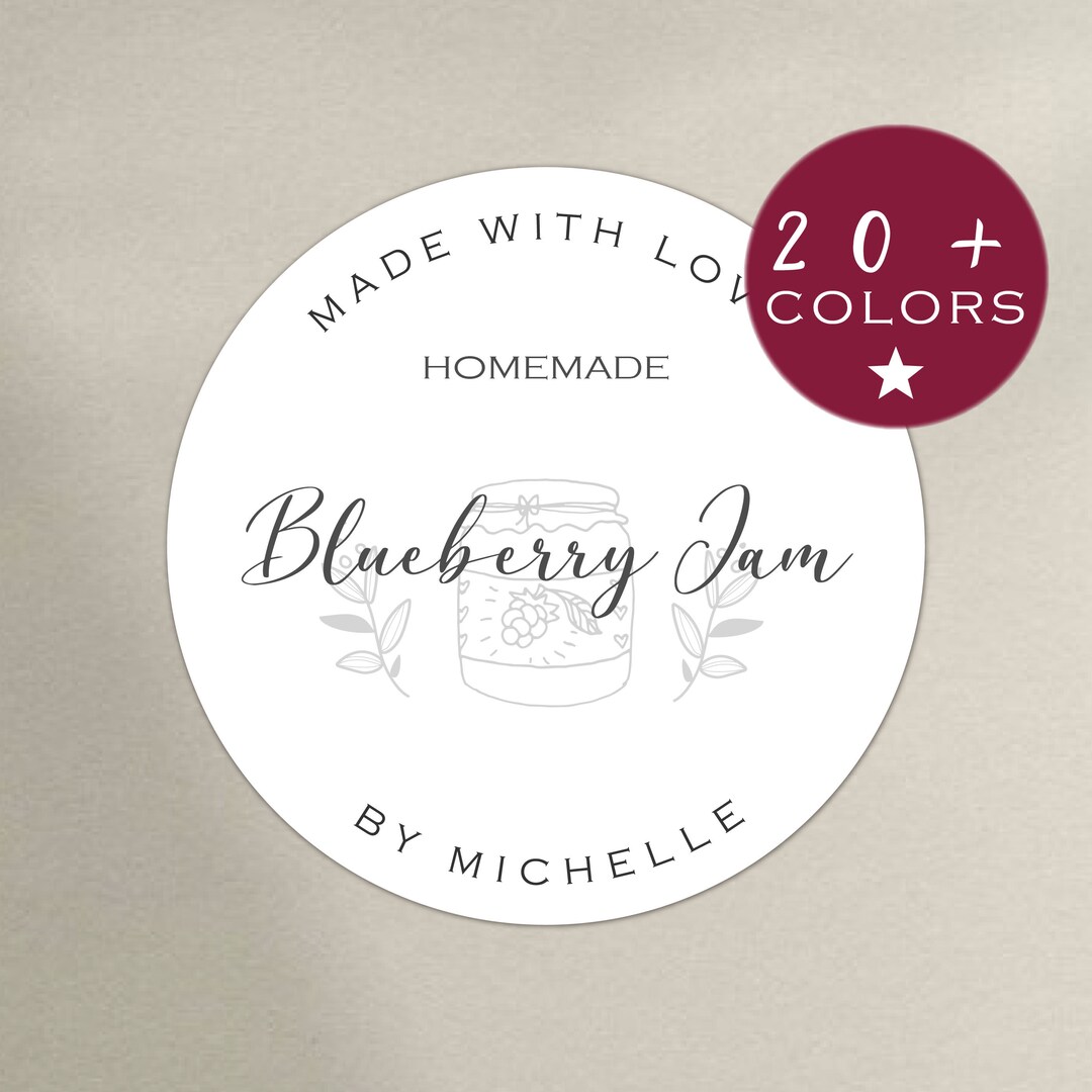 Personalised Jam Labels Made With Love Jam Labels Homemade Jam Stickers Blueberry Jam Stickers