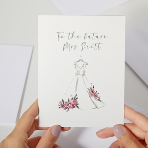 Vers la future carte de Mme | Carte nuptiale de douche | Future mariée carte de vœux | Belle carte de la jeune mariée | Aquarelle personnalisée pour carte de mariage pour elle (C118)
