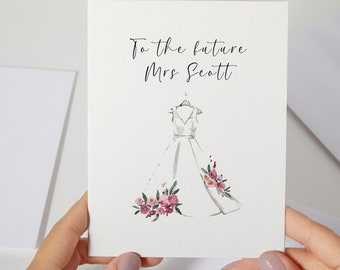 Vers la future carte de Mme | Carte nuptiale de douche | Future mariée carte de vœux | Belle carte de la jeune mariée | Aquarelle personnalisée pour carte de mariage pour elle (C118)