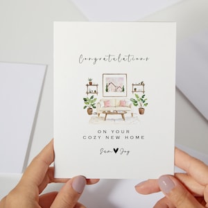 Felicitaciones por su acogedora tarjeta de nuevo hogar / Interior moderno Tarjeta personalizada de primer hogar / Primer hogar juntos Regalo de nuevo hogar inmobiliario (C131)