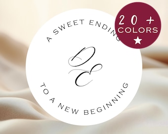 Monogram Wedding Favor Stickers | Custom Treat Labels (B504)