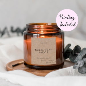 Etichette adesive per candele / Etichette per candele in carta kraft / Etichette adesive per candele minimaliste / Etichette quadrate / Etichette adesive personalizzate per candele (Bonny)