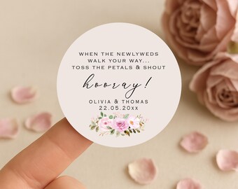Pegatinas personalizadas para lanzar al altar / Etiquetas de confeti floral rosa / Accesorios para lanzar pétalos de novia (B271)